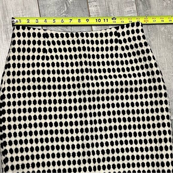 Milly Black Ivory Mod Print Polka Dot Soft Virgin Wool Career Pencil Skirt 10 - Picture 9 of 10